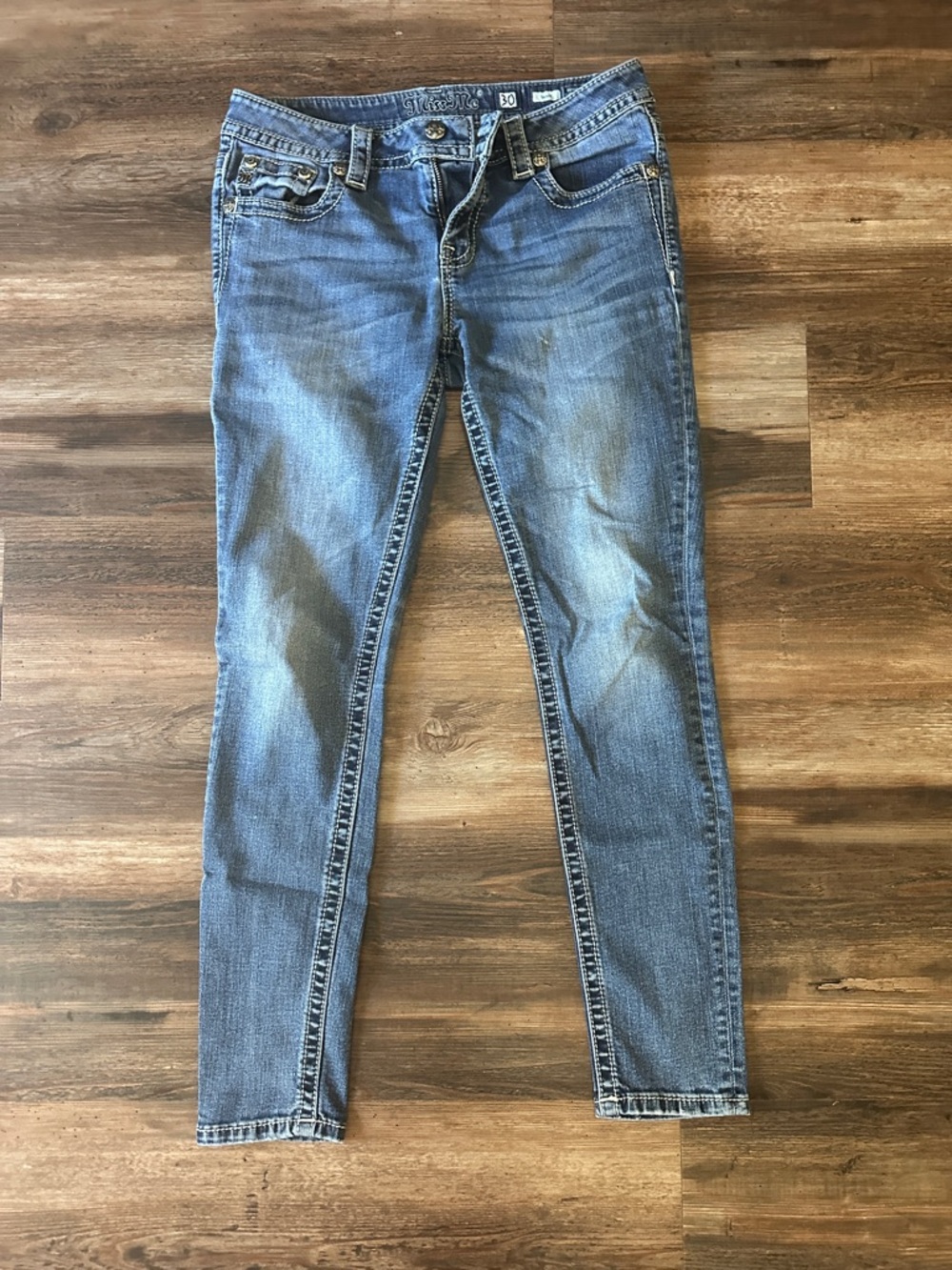 Miss Me Light Blue Skinny Jeans with Faded Detail